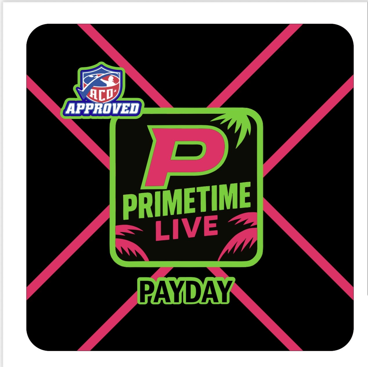 Neon Pink and Green Payday Cornhole Bag