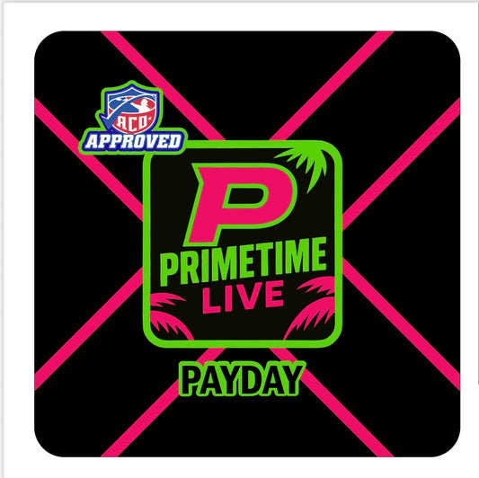 Neon Pink and Green Payday Cornhole Bag